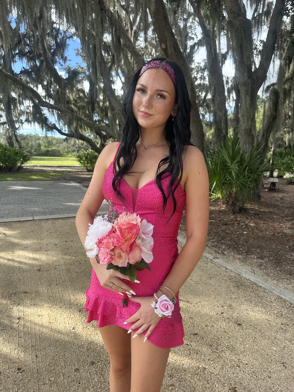 Hot Pink Ruffle Mini Dress - Brand